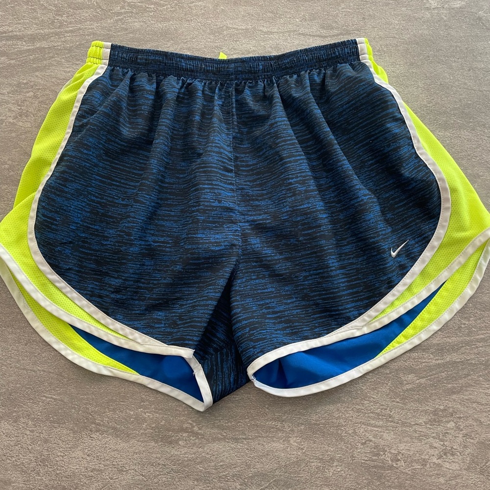 Nike Women's Blue and Neon Green Shorts